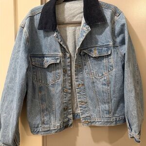 J Galt Light Wash Denim Jacket with Dark Blue Corduroy Collar